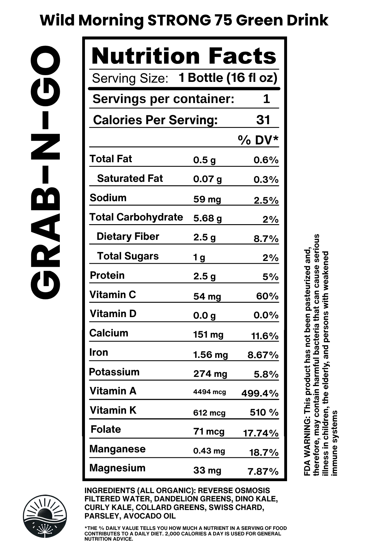 Wild Morning STRONG 75 Grab-n-Go Green Drinks